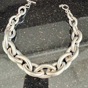 Jenny Bird Brushed Silver Chunky Link Necklace